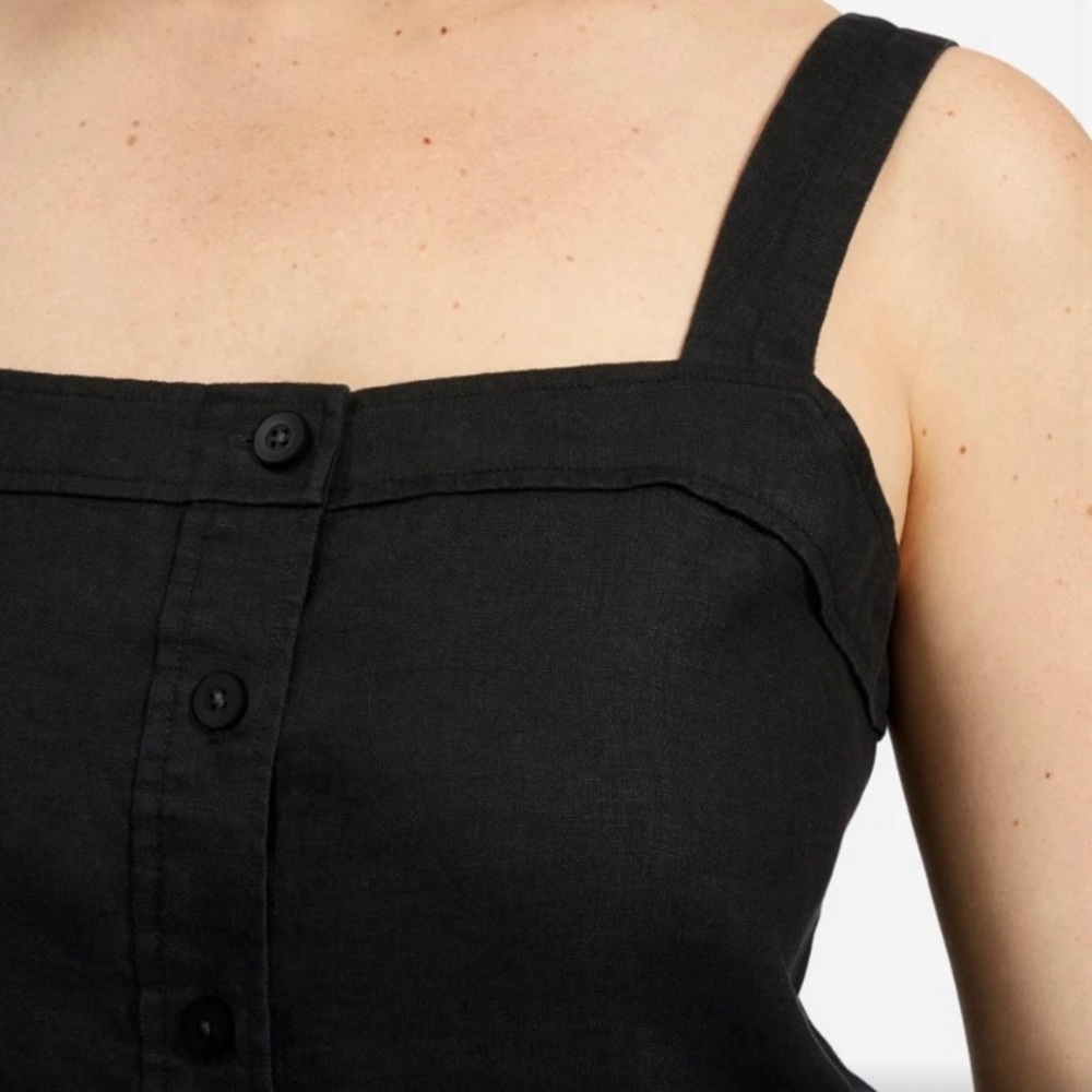 Everlane black linen picnic top